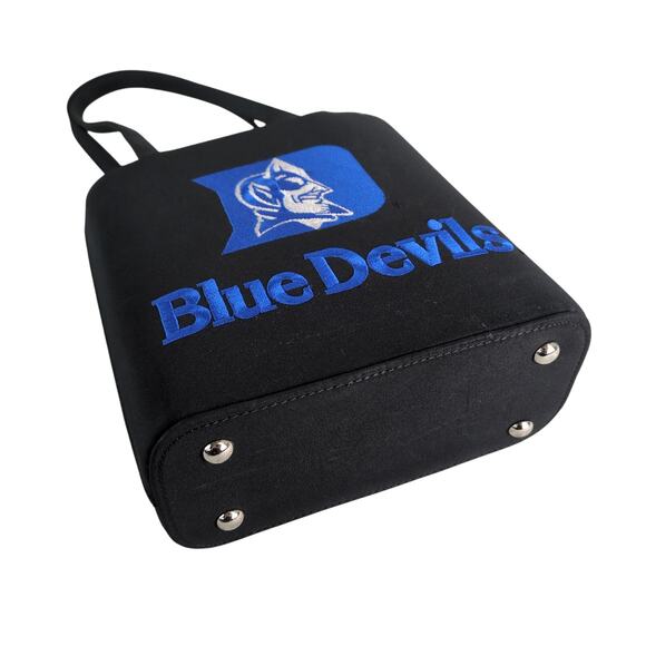 Duke University Blue Devils Embroidered Black Satin Tote 8" Box Purse Sandol Bag - Picture 5 of 7